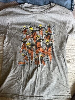 Ripple Junction Naruto 20th Anniversary Graphic Tee - Grey with Orange & Yellow